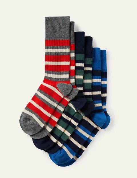 Boden Favourite Ribbed Socks Rugby Multi Stripe Men Boden Cotton Size: ONE