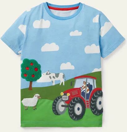 Mini Vehicle Scene T-shirt Surfboard Blue Farm Boys Boden Cotton Size: 5-6y Mini Vehicle Scene T-shirt Surfboard Blue Farm Boys Boden Cotton Size: 5-6y
