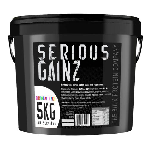 5kg Mass Gainer Protein Powder Birthday Cake - Serious Gainz - The Bulk Protein Company