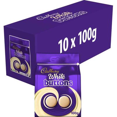 White Cadbury Buttons Bag 100g (Box of 10) White Cadbury Buttons Bag 100g (Box of 10)