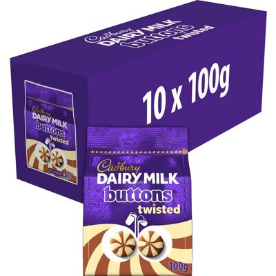 Cadbury Twisted Buttons Chocolate Bag 100g (Box of 10) Cadbury Twisted Buttons Chocolate Bag 100g (Box of 10)