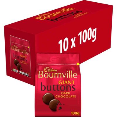 Bournville Giant Dark Chocolate Cadbury Buttons Bag 100g (Box of 10) Bournville Giant Dark Chocolate Cadbury Buttons Bag 100g (Box of 10)