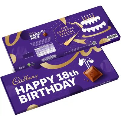 Cadbury Dairy Milk Happy 18th Birthday XL Chocolate Bar 850g Cadbury Dairy Milk Happy 18th Birthday XL Chocolate Bar 850g