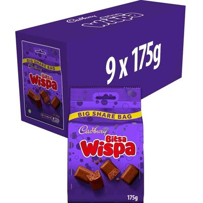 Bitsa Cadbury Wispa Chocolate Share Bag 175g (Box of 9) Bitsa Cadbury Wispa Chocolate Share Bag 175g (Box of 9)