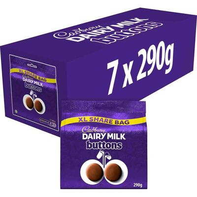 Cadbury Dairy Milk Buttons XL Chocolate Share Bag 290g (Box of 7) Cadbury Dairy Milk Buttons XL Chocolate Share Bag 290g (Box of 7)