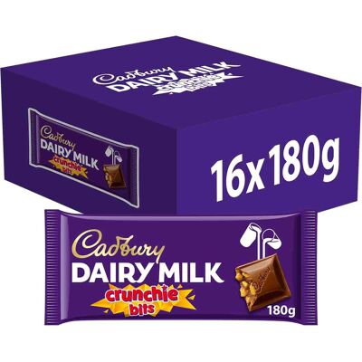 Cadbury Dairy Milk Crunchie Bits Chocolate Bar 180g (Box of 16) Cadbury Dairy Milk Crunchie Bits Chocolate Bar 180g (Box of 16)