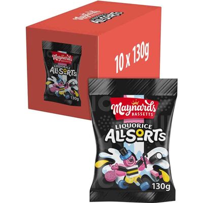 Maynards Bassetts Liquorice Allsorts Bag 130g (Box of 10) Maynards Bassetts Liquorice Allsorts Bag 130g (Box of 10)