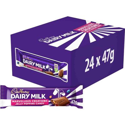 Cadbury Dairy Milk Jelly Popping Candy 47g Bar (Box of 24) Cadbury Dairy Milk Jelly Popping Candy 47g Bar (Box of 24)