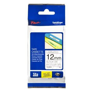 Original Brother P-Touch TZEM31 12mm Matt Tape - Black on Clear