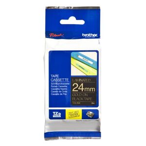 Original Brother P-Touch TZE354 24mm Gloss Tape - Gold on Black