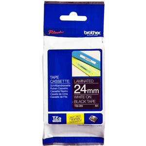 Original Brother P-Touch TZE355 24mm Gloss Tape - White on Black