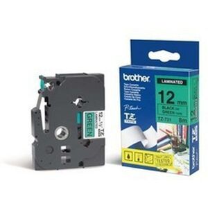 Original Brother P-Touch TZE731 12mm Gloss Tape - Black on Green Original Brother P-Touch TZE731 12mm Gloss Tape - Black on Green