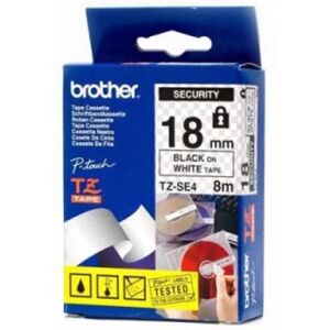 Original Brother P-Touch TZSE4 18mm Security Tape - Black on White