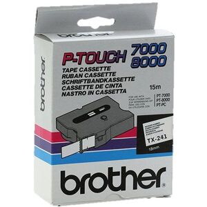 Original Brother P-Touch TX241 18mm Gloss Tape - Black on White