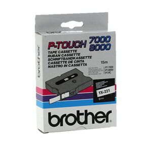 Original Brother P-Touch TX221 9mm Gloss Tape - Black on White
