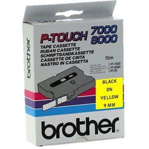 Original Brother P-Touch TX621 9mm Gloss Tape - Black on Yellow