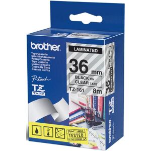 Original Brother P-Touch TZ161 36mm Tape - Gloss Black on Clear