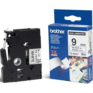 Original Brother P-Touch TZN221 9mm Tape - Black on White