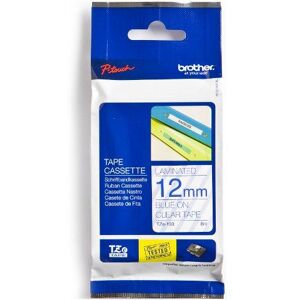 Original Brother P-Touch TZE133 12mm Gloss Tape - Blue on Clear