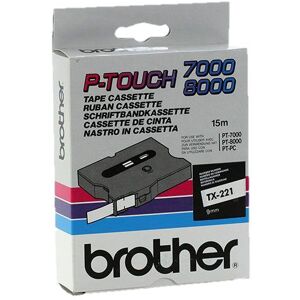 Original Brother P-Touch TX221 9mm Gloss Tape - Black on White