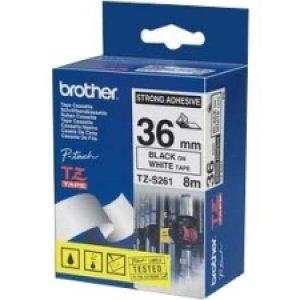Original Brother TZES261 36mm Strong Adhesive Tape - Black on White Original Brother TZES261 36mm Strong Adhesive Tape - Black on White