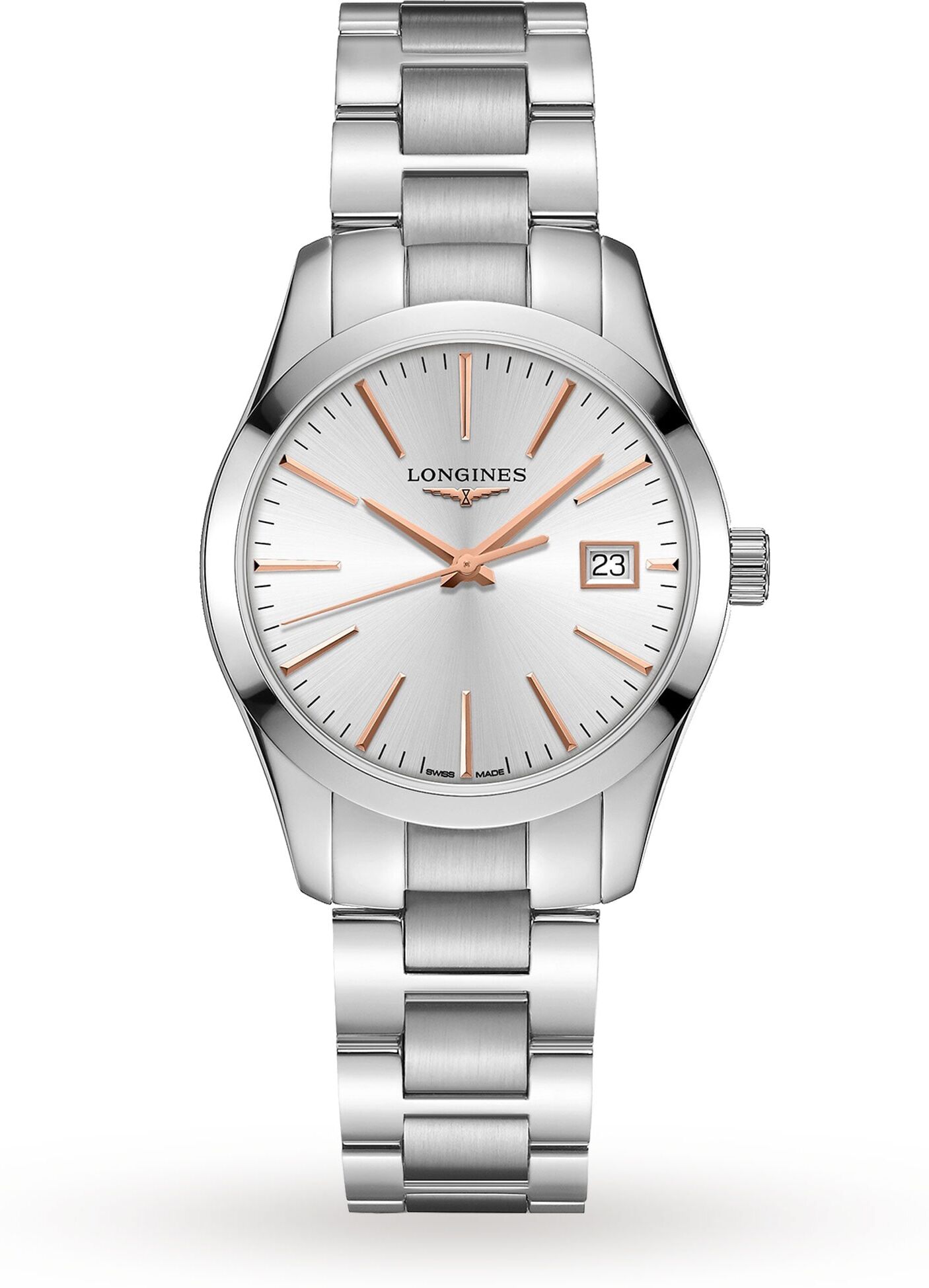 Longines Conquest Classic 34mm Silver Dial Stainless Steel Ladies Watch