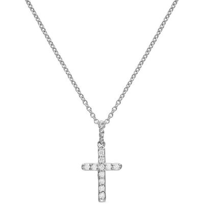 David Yurman Cable Collectibles® Cross Necklace in 18ct White Gold with Diamonds, 17mm David Yurman Cable Collectibles® Cross Necklace in 18ct White Gold with Diamonds, 17mm