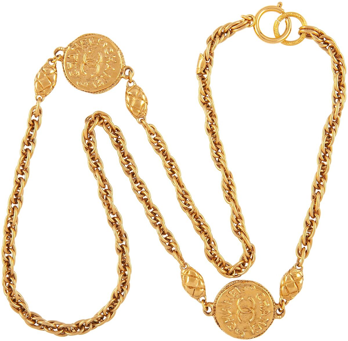 Susan Caplan Vintage Chanel Yellow Gold Plated Medallion Necklace