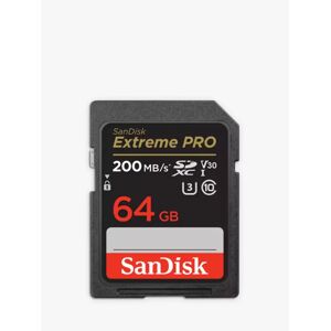 Sandisk Extreme Pro UHS-1, Class 10, SDXC Card, up to 200MB/s Read Speed, 64GB - Black - Unisex