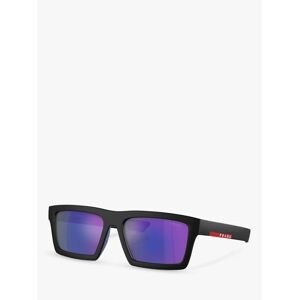 Prada PS 02ZS Men's Rectangular Sunglasses, Matte Black/Mirror Purple - Matte Black/Mirror Purple - Male