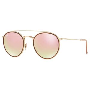 Ray-Ban RB3647N Unisex Double Bridge Oval Sunglasses - Gold/Mirror Pink - Male
