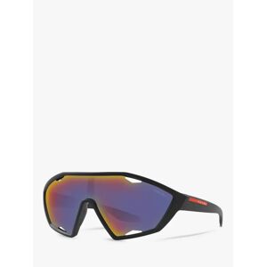 Prada PS 10US Men's Wrap Sunglasses, Black/Mirror Blue - Black/Mirror Blue - Male
