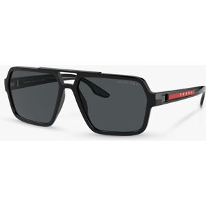 Prada PS 01XS Men's Polarised Rectangular Sunglasses, Black/Grey - Black/Grey - Male