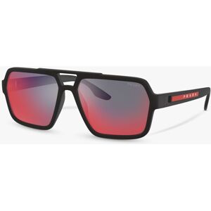 Prada PS 01XS Men's Rectangular Sunglasses, Black/Mirror Grey Pink - Black/Mirror Grey Pink - Male