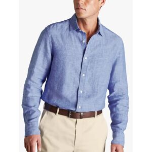 Charles Tyrwhitt Linen Slim Fit Shirt - Cobalt Blue - Male - Size: M