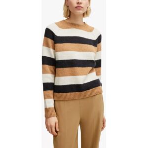 Hugo Boss BOSS Febisani Wool Blend Stripe Jumper, Camel/Multi - Camel/Multi - Female - Size: L