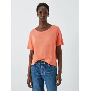 John Lewis Relaxed Linen Crew Neck T-Shirt - Dusty Orange - Female - Size: 18