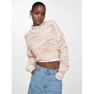 Mango Malaui Slub Cropped Jumper, Light Beige/Multi - Light Beige/Multi - Female - Size: L