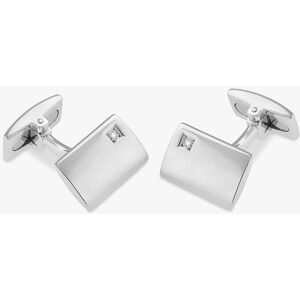 Hoxton London Diamond Rectangle Cufflinks, Silver - Silver - Male