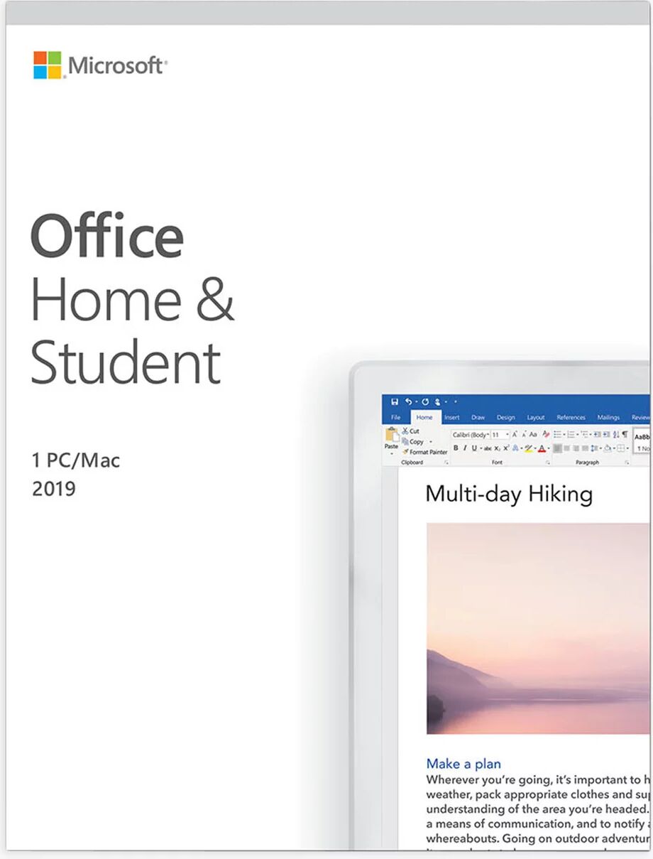 Microsoft Office Home and Student 2019, 1 PC, One-Off Payment, for Windows 10 and macOS