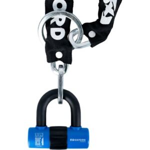 Oxford Chain8 Sold Secure Silver Chain & Mini Shackle Lock Black/Blue Oxford Chain8 Sold Secure Silver Chain & Mini Shackle Lock Black/Blue