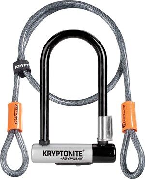 Kryptonite Kryptolok Mini U-lock with 4 Foot Flex Cable and Flexframe Bracket - Sold Secure Gold Black/Silver