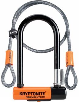 Kryptonite Evolution Mini 7 Lock & 4 Foot Kryptoflex Cable - Sold Secure Gold Black/Orange