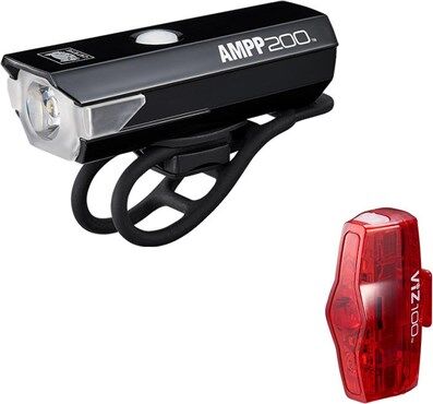 Cateye AMPP 200 & ViZ 100 Bike Light Set Black