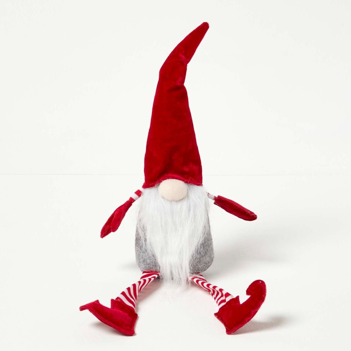 Homescapes Red Sitting Santa Gonk Christmas Decoration with Long Legs