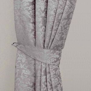 Homescapes Grey Velvet Jacquard Curtains Tie Backs Pair