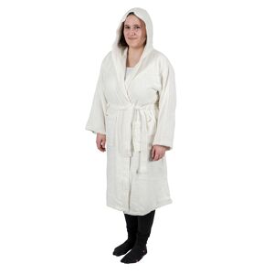 Homescapes Cream 100% Combed Egyptian Cotton Hooded Adults Unisex Bathrobe, XXL