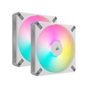 Corsair AF140 RGB ELITE White PWM 140mm Twin Fan Pack with Lighting Node CORE