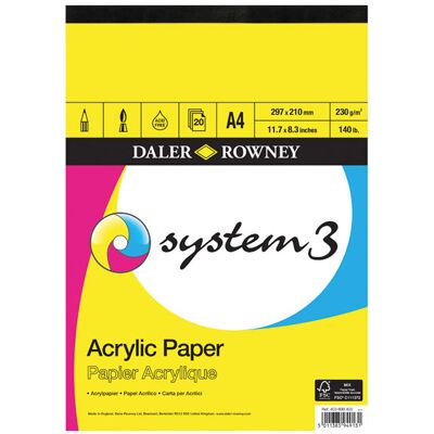 Daler-Rowney Daler Rowney System 3 Acrylic Pad A3 - 20 Sheets Daler-Rowney Daler Rowney System 3 Acrylic Pad A3 - 20 Sheets
