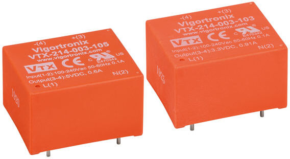 Vigortronix VTX-214-003-124 3W AC-DC Power Supply Single Output 24V